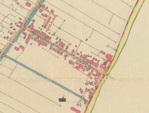 Detail van een grenskaart van de polder Lange Weide, 1955-1957 (fotonummer A1350).